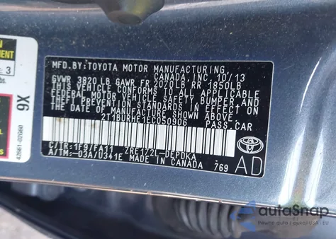 2014 Toyota Corolla L из США, поврежденный, VIN 2T1BURHE1EC050906